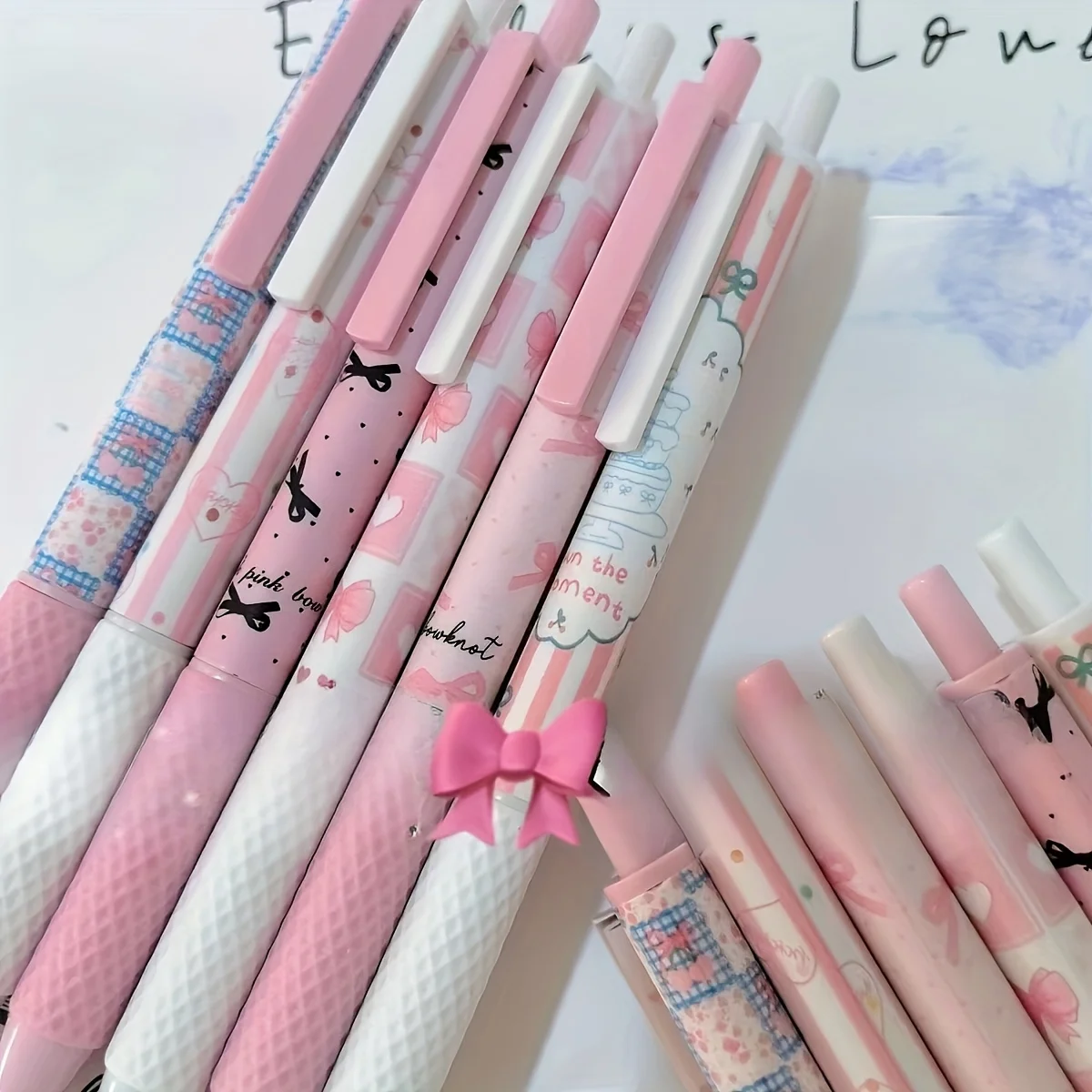 6-Piece Pink Bow 0.5mm Retractable Gel Pens 6
