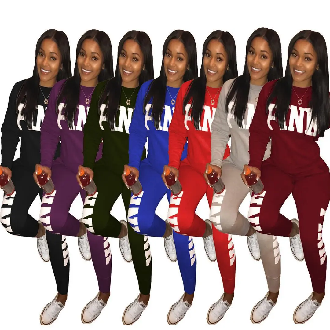 Women's Slim-Fitting Two-Piece Sportswear Set Sexy Letter Print Quick Dry Comfortable Fitness Clothing with Size Chart