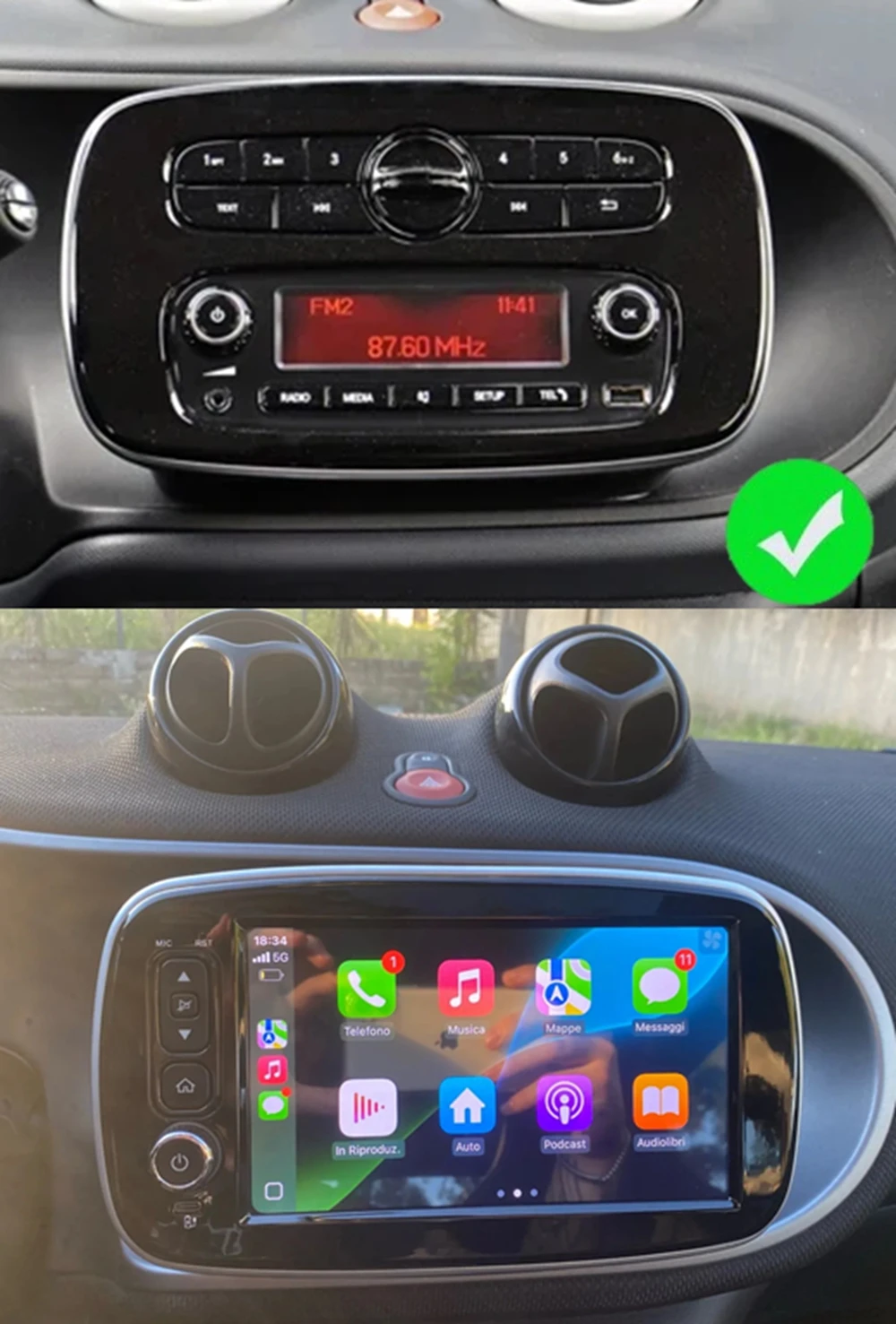 راديو سيارة لاسلكي CarPlay أندرويد لسيارة Mercedes Benz Smart 453 Fortwo 2014-2020 نظام تحديد المواقع الوسائط المتعددة ستيريو autoradio #2