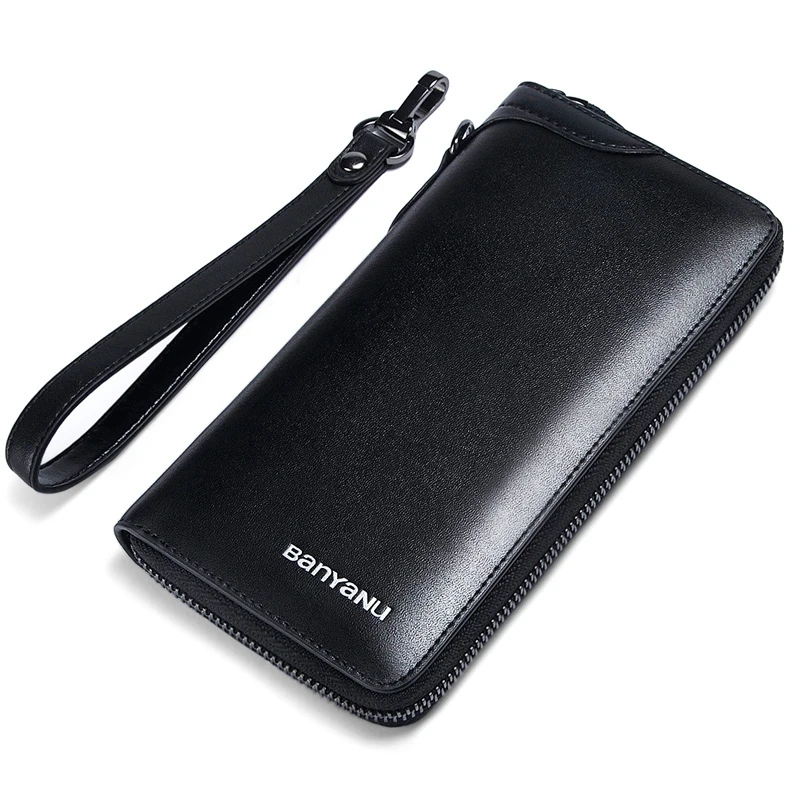 2022 new men's wallet men's long business retro leather cowhide zipper luxury wallet Money clip Card holder money clip