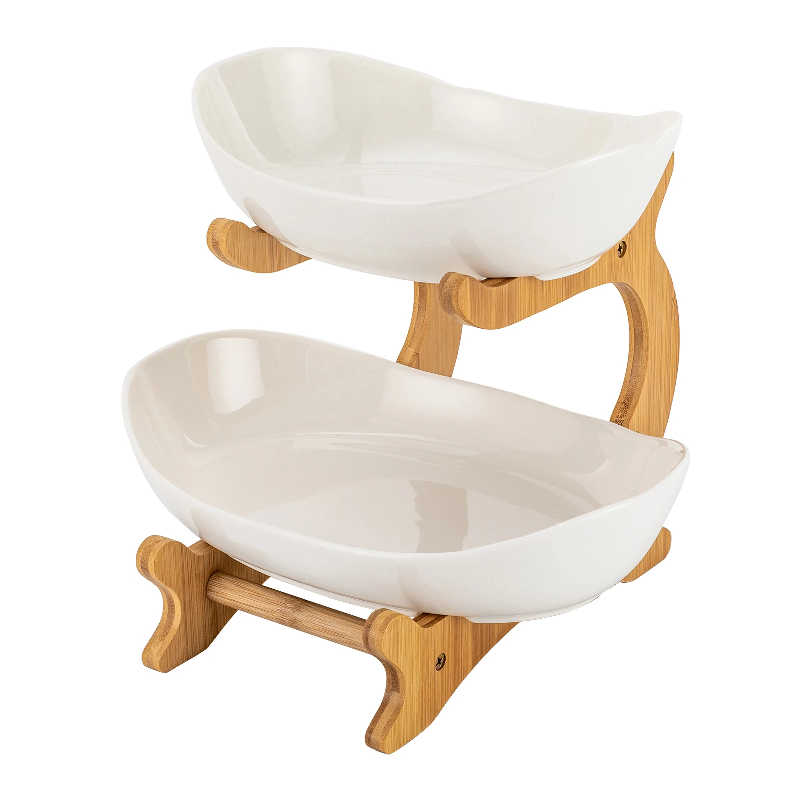 

2 Tier Fruit Basket, Ceramic Fruit Bowl for Kitchen Counter, Bread Basket & Vegetable Storage Kitchen Stand, Small Basket
