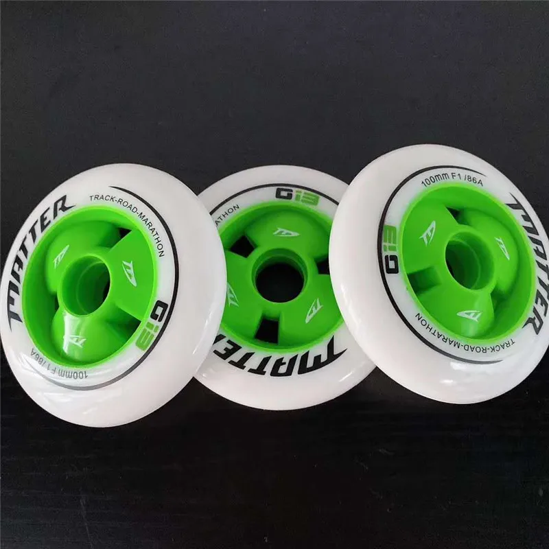 8 sztuk Gi3 F1 90mm 100mm 110mm prędkość liniowa łyżwy koła 608 łożyska 24mm grubość wyścig PU materia Skating zielony żółty różowy G13
