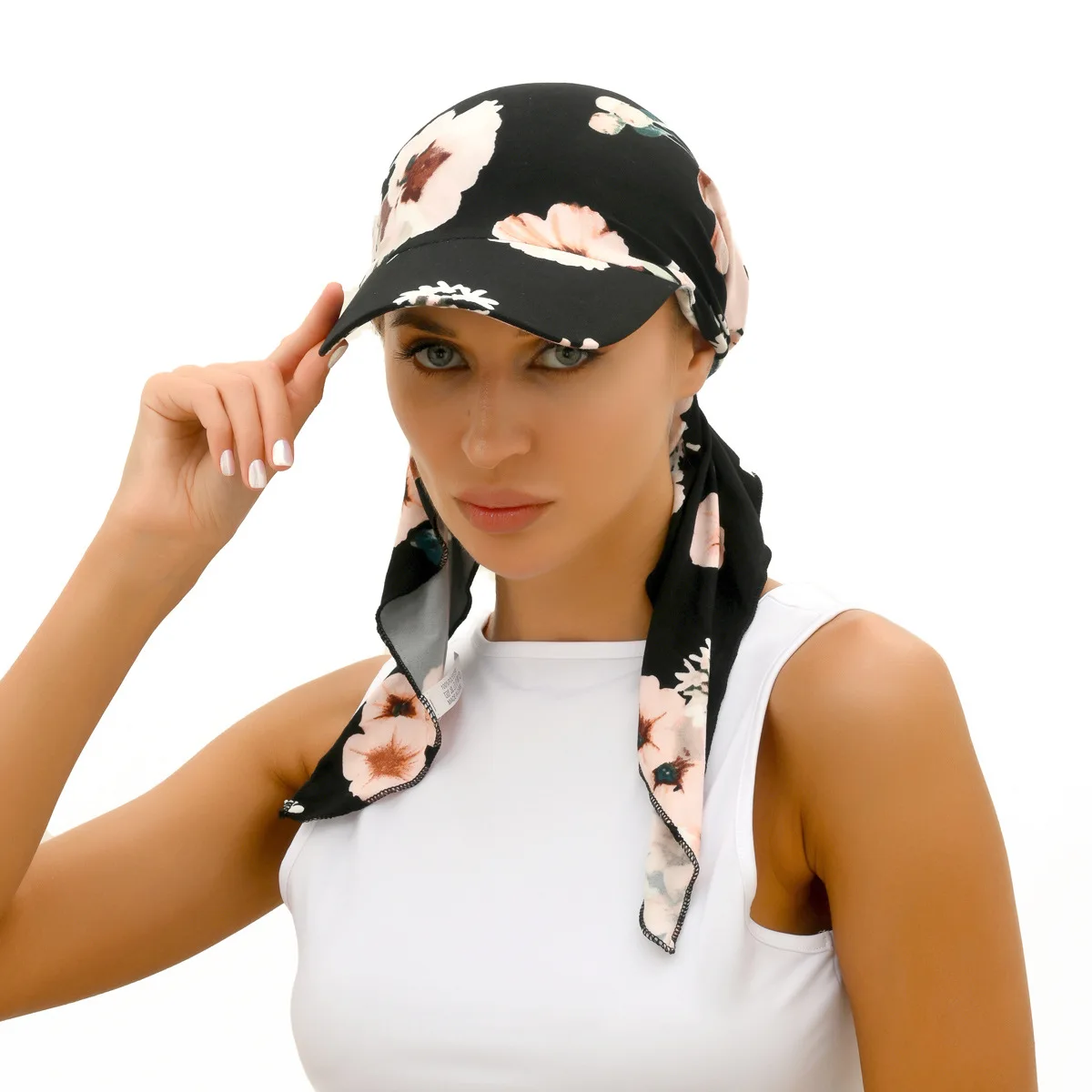 Soft Floral Printed Women Turbante Baseball Cap Wide Brim Sunshade Hats Female Outdoor Caps Scarf Hijab Headscarf Turbante Mujer