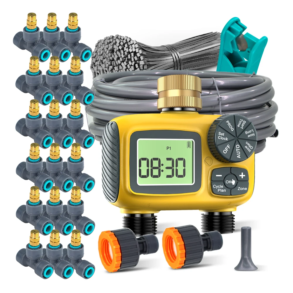 5-30M 4/6mm Gray Hose Adjustable Atomizing Nozzle Watering Kit Outdoors Plants Garden Vegetables Mist Spraying Irrigation System