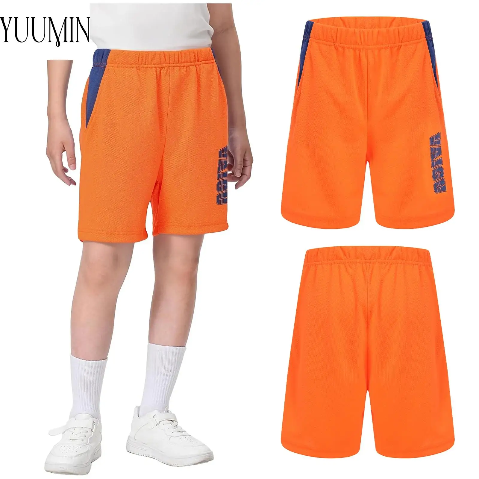 

Kids Boy Sports Shorts Quick-Drying Elastic Waistband Stylish Shorts with Pockets for Running Soccer Basketball Bottoms Costumes