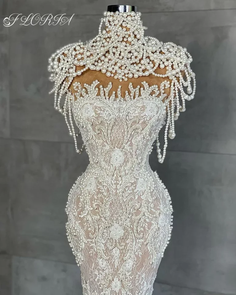 Lindo pérolas rendas sereia vestidos de noite contas applique celebridade vestido de festa elegante mulher vestidos de baile 2025 robe de mariee