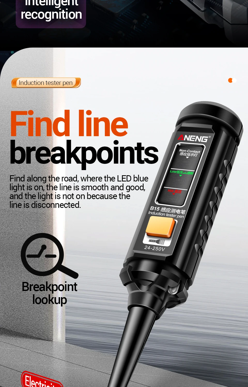 ANENG ST180 + B15 Zangenmessgerät, Tester, Stiftanzug, 4000 Zählungen, Multimeter, 30–1000 V, Spannungsdetektor, Messgerät, Diagnose-Haltepunkt-Finder – Detail 20