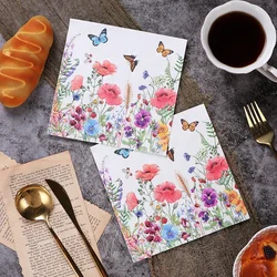 New Floral Colourful Napkins Printed Paper Placemats Restaurant Hotel Party Pure Wood Pulp Paper 20pcs/pac Wood Pulp Paper 33cm