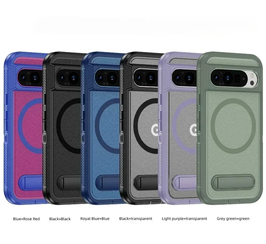 For Magsafe Aromr Shockproof Matte Phone Case for Google Pixel 9 Pro XL 8A 8 Pro Magnetic Wireless Charging Stand Holder Cover