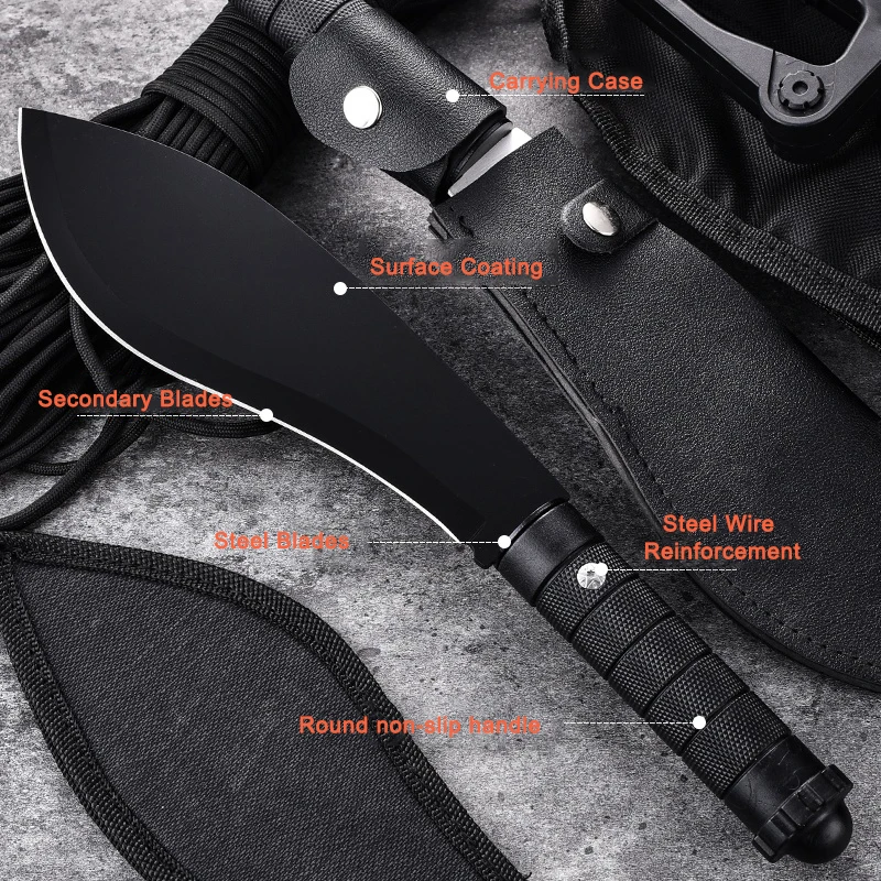 Stainless Steel Outdoor Survival Knife Portable Camping EDC Pocket Knife Multi-purpose Cutting Knife for Self Defense Hiking BBQ