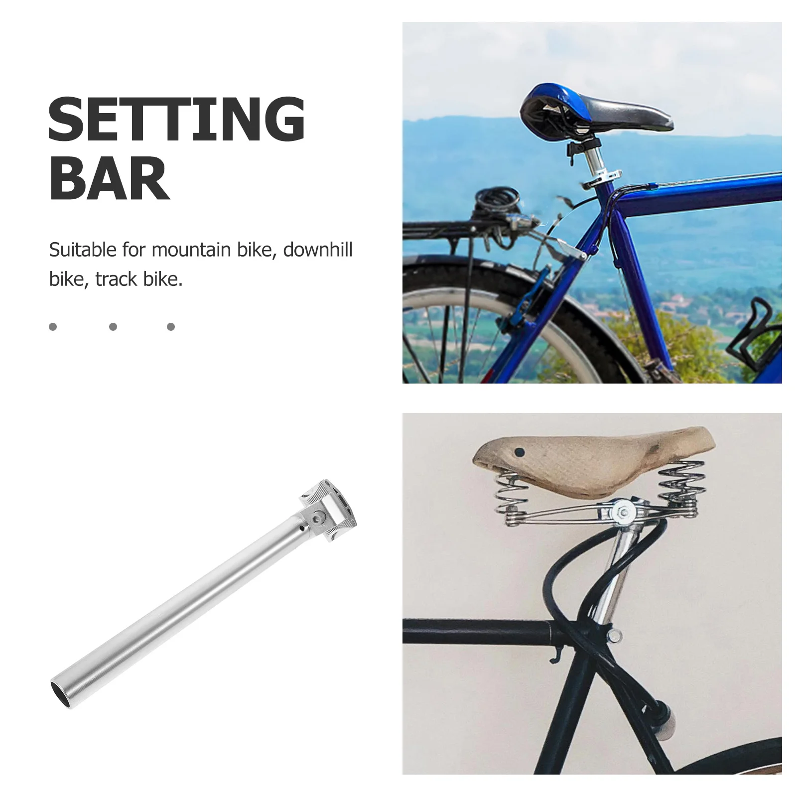 Mountain Bike Seatpost Aluminium Alloy Adjustable Bike Post Lever Compatible with Fixed Gear Road Bicycle Seat Replacement