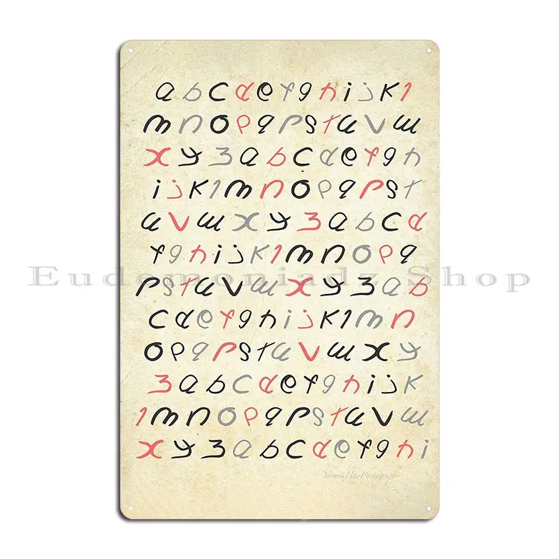 الأبجدية الاثيوبية فيديل الحروف الهجائية في الشرق الأوسط 1823 علامات معدنية المطبخ مخصص نادي بار لويحات تين تسجيل ملصق