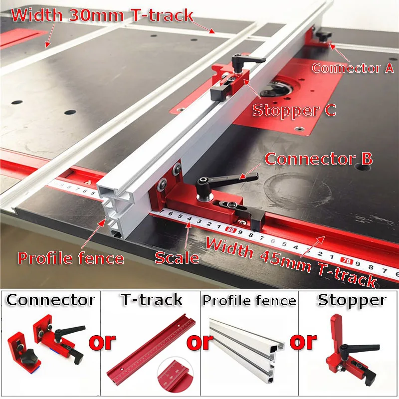 Woodworking Tool T Slots Clamping Block Track Stopper Profile Fence Feather Board for Router Table and Table Saw Workbench