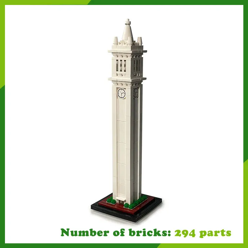 

School Bell Tower MOC Building Blocks DIY Bricks Mini Model Creative Assembly Toys Christmas Gift Architectural Landscape