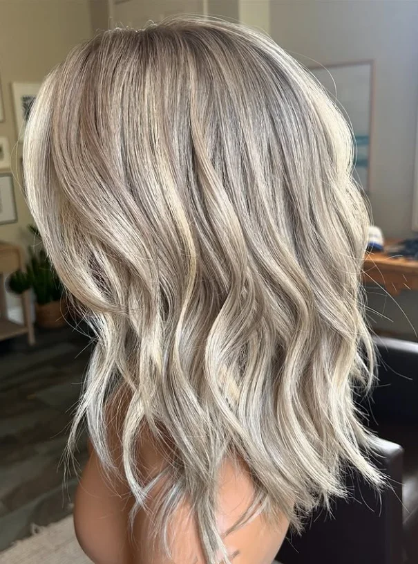 لينة الرماد الداكن خطوط الباروكات شعر مستعار قصير متموج أومبير الرماد أبرز الجزء الأوسط قطع h.d الدانتيل شعر مستعار أمامي شعر فاخر شعر مستعار طبيعي #4