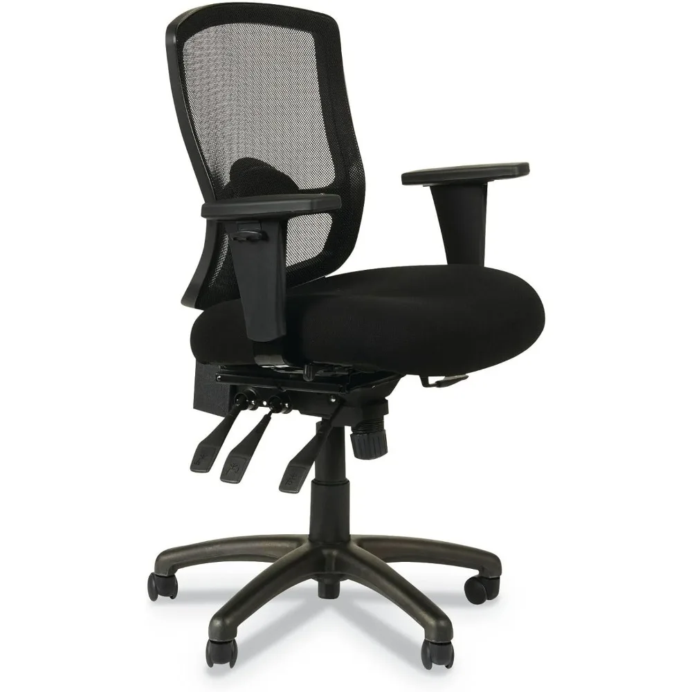 etros series petite mid-back multifunction mesh chair, black