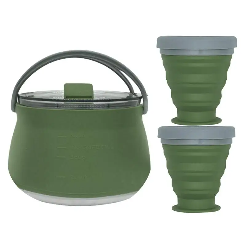 Travel Hot Water Kettle Silicone Folding Tea Kettle For Outside Boiling Water Pot Portable Hot Water Kettle For Camping Hiking