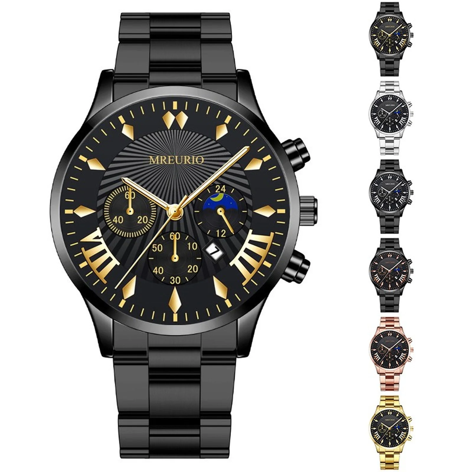 

Модные мужские часы из нержавеющей стали, роскошные мужские водонепроницаемые светящиеся кварцевые наручные часы для бега, мужские деловые часы