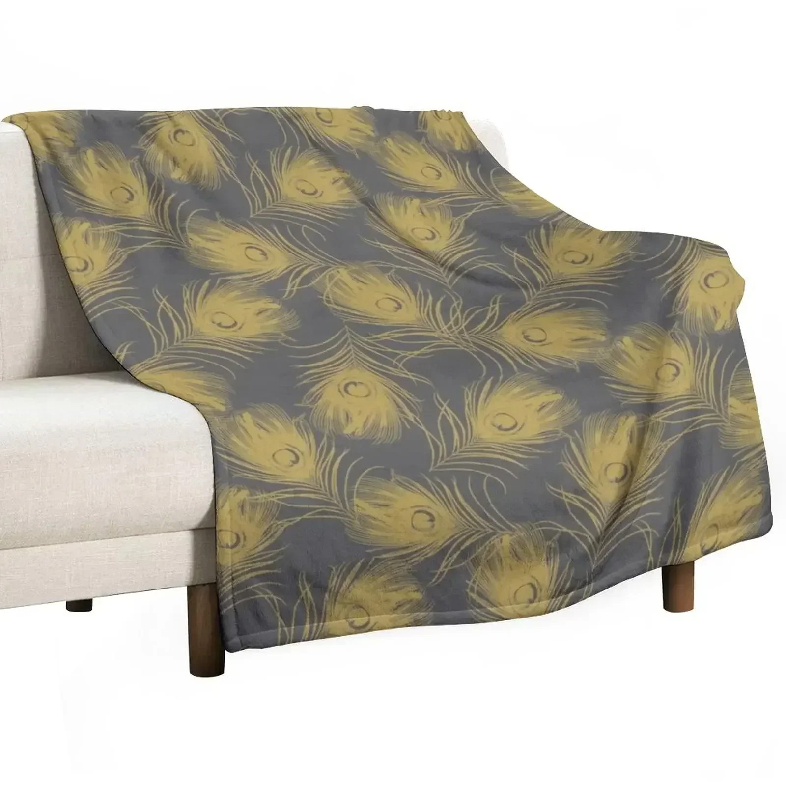 Peacock Feathers Pattern Throw Blanket Vintage Plaid Sofa Throw Blankets