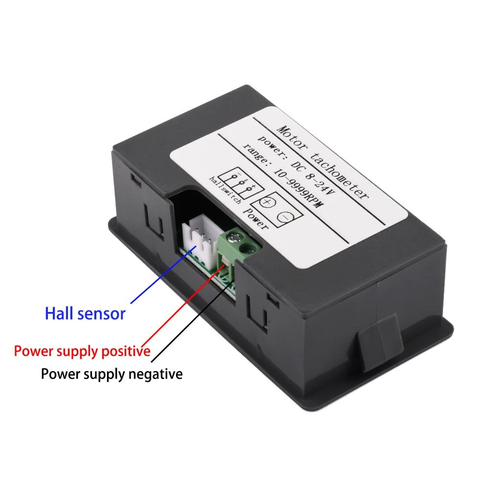 4 Digital LED Display Tachometer Gauge NPN DC 8-24V 10-9999RPM RPM Speed Meter Hall Proximity Switch Sensor for Motor Detecting