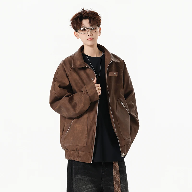 

Men Autumn Winter Big Size Clothing Original Source Factory PU Leather Handsome Casual Fashion Workwear Style Jacket