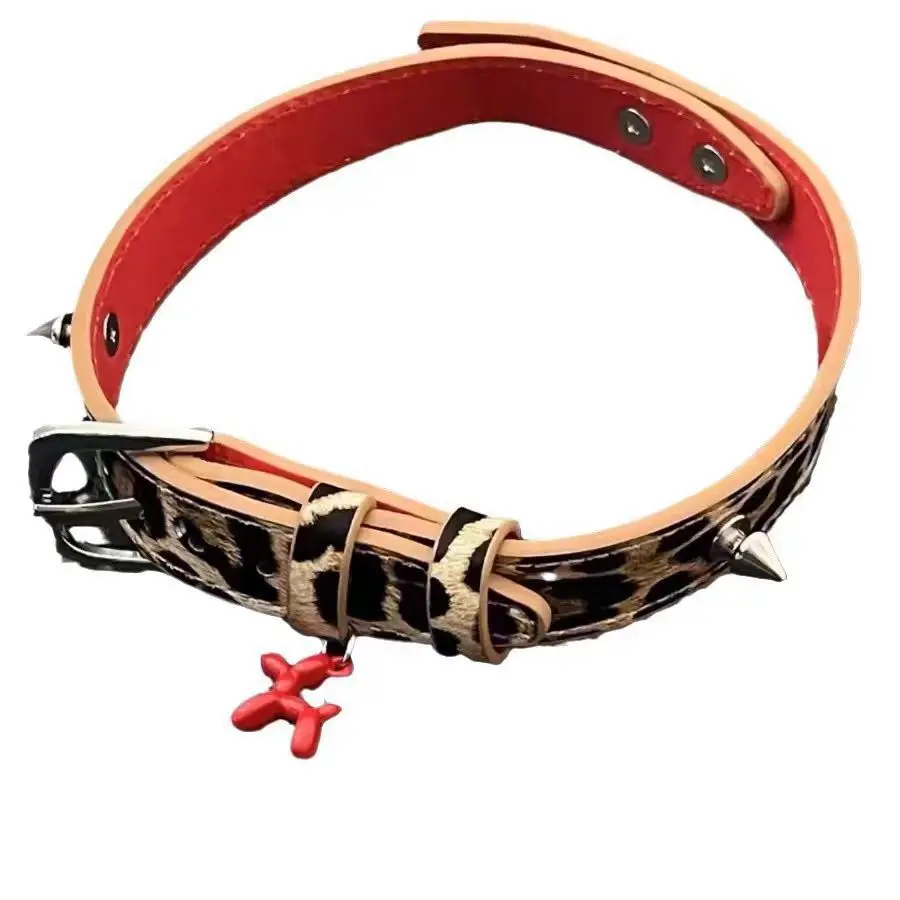 Punk Sweet & Edgy Millennial Style Spicy Girl Suburban  Design  Aesthetic Elegance Leopard  Print Puppy Leather Alloy Necklace
