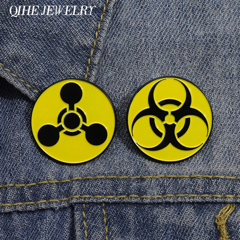 Broche de señal radiactiva, símbolo de radiación, Pin de esmalte Nuclear, atención Solapa de insignias de Metal para mochila, accesorios de joyería