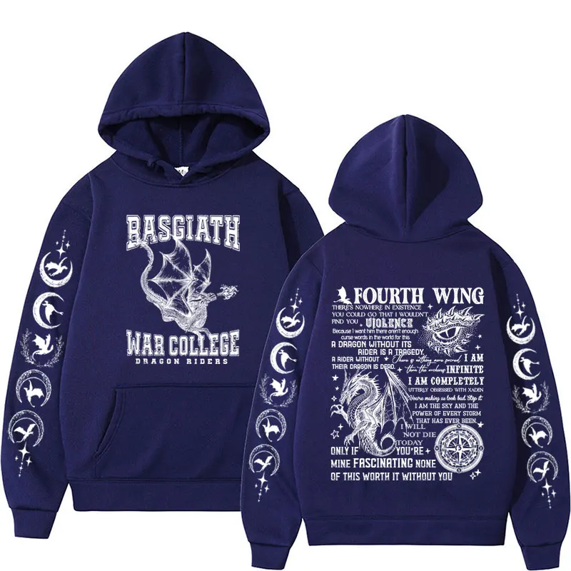 Fourth Wing Basgiath War College Hoodies The Empyrean Series Dragon Rider Hoodie Men\'s Y2k Clothes Fashion Sweatshirt Streetwear