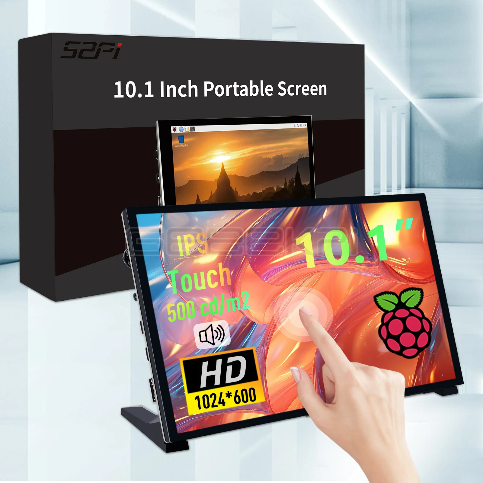 

GeeekPi 10.1 inch IPS 1024x600 60Hz Portable Touch Screen Display with Brackets for Raspberry Pi and Windows PC