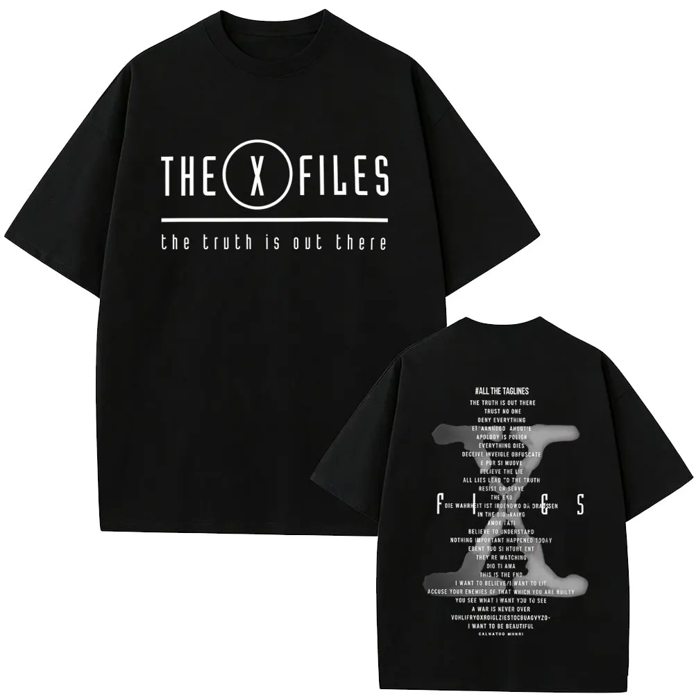

Movie The X Files All The Taglines The Truth Is Out There Graphic T-shirt Men's Women Casual Cotton Vintage Short Sleeve T Shirt