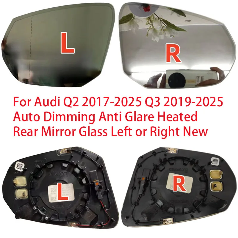

For Audi Q2 2017-2025 Q3 2019-2025 Auto Dimming Anti Glare Heated Rear Mirror Glass Left or Right New