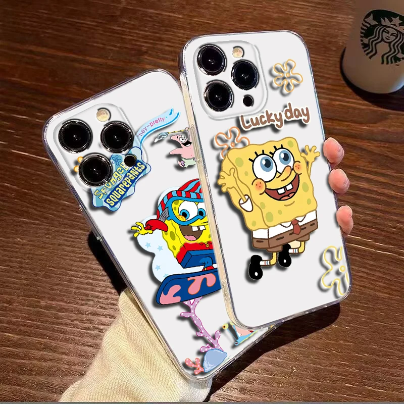 R26 SpongeBob SquarePants Soft Silicone phone Case for iPhone 16 15 14 Plus 13 12 11 X XS XR Pro Max Mini 8 7 Plus