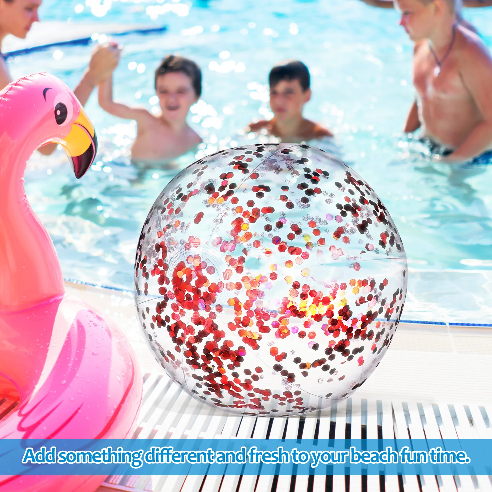 

Gold 40cm Sequin Beach Ball Sparkling Effect Reusable PVC Inflatable Foldable Storage Portable Outdoor
