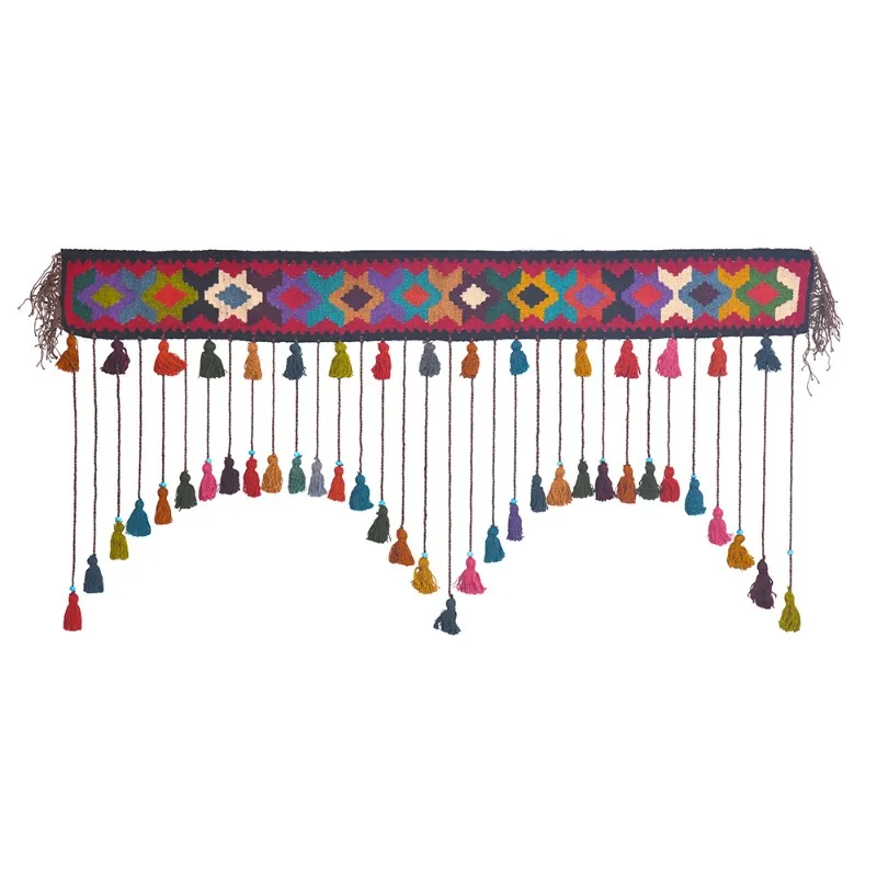 Ethnic style hand-woven fringed pendant geometric pattern wall decoration tapestry B & B home art