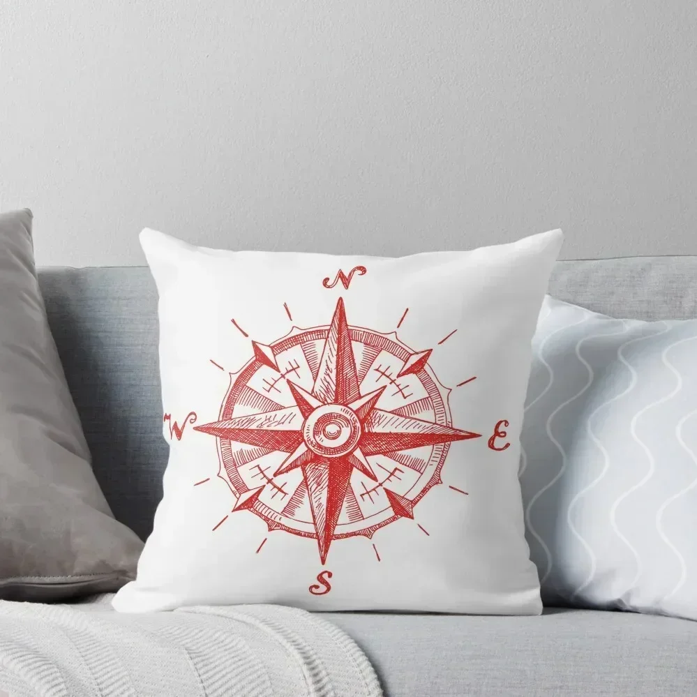 

Red Compass North East South West Throw Pillow Room decorating items Pillowcase Cushion autumn decoration pillow