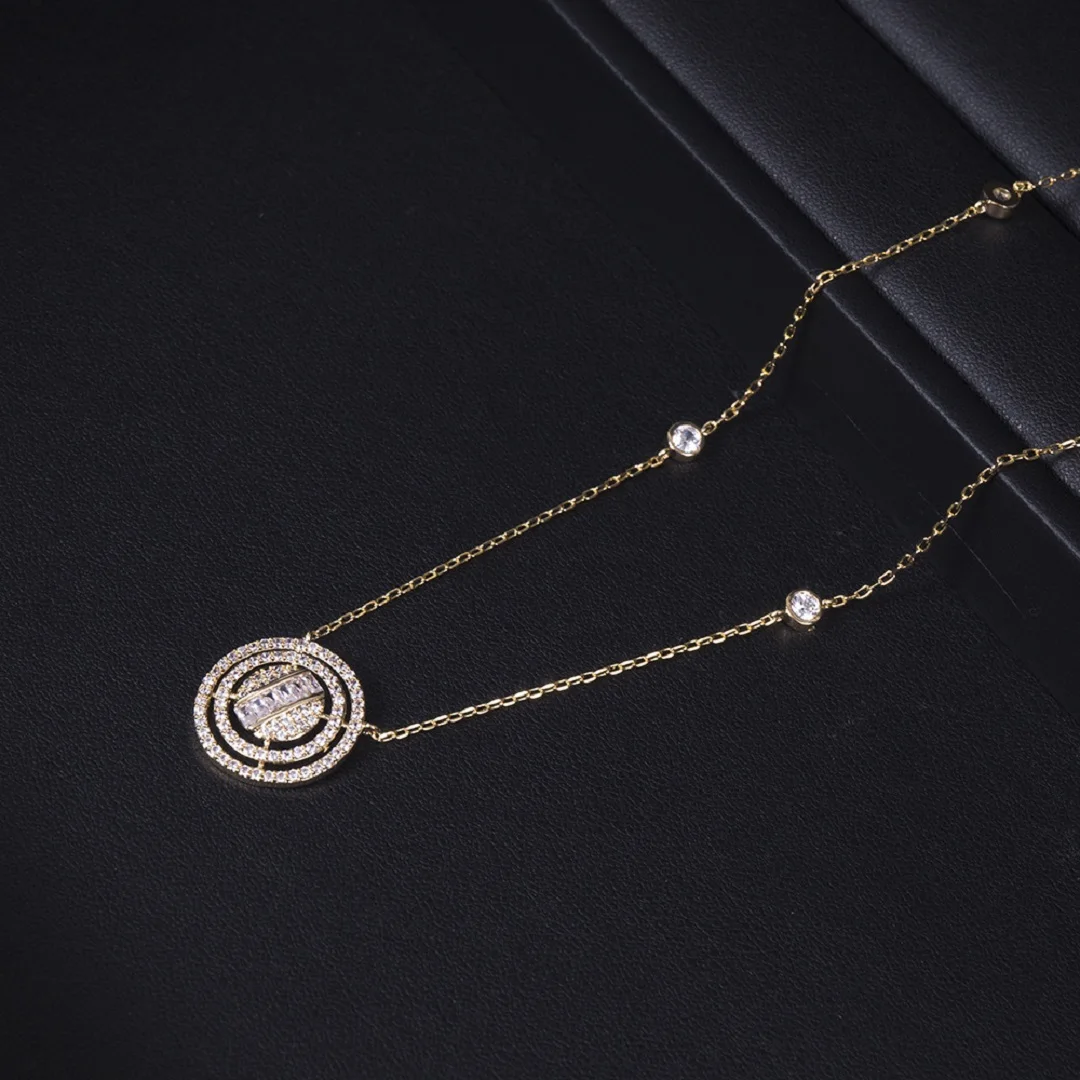 

HIBRIDE Elegant Design Silver Color Top Cubic Zirconia Round Shape Women Pendant Necklace Best Friends Jewelry Gift P85