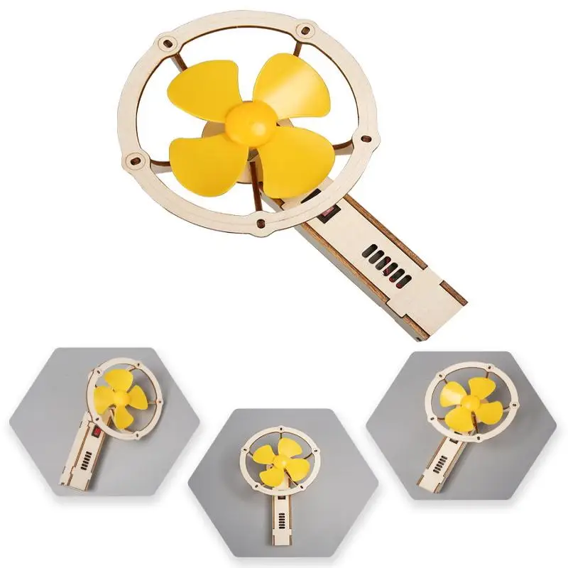 Ventilador portátil 3d quebra-cabeça de madeira diy modelo físico experimento científico brinquedo educativo modelo de montagem diy decoração presente