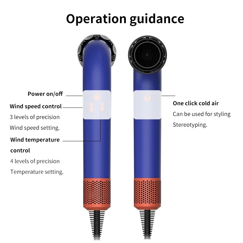 مجفف شعر أصلي نقي عالي الطاقة بقدرة 1400 وات، يجفف الشعر بسرعة، جسم خفيف الوزن، منخفض الضوضاء، يأتي مع أنواع مختلفة من الفوهات