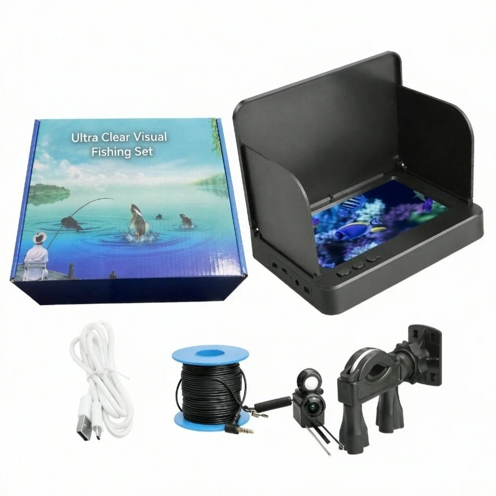 Fish Detection Camera with 4.3 inch 5.0 inch IPS Screen Sunshade and IR LED for Daylight and Low-Light Fishing