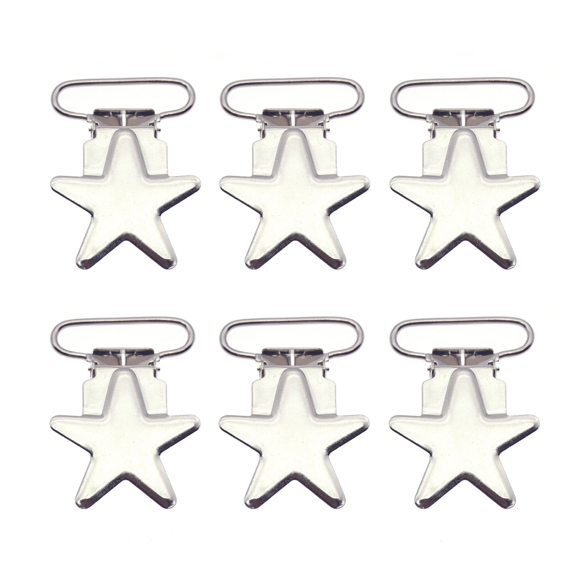 

50 pcs 1'' 25mm Silver Colored Star Shaped Baby Pacifier Clips MAN \ Dummy Clip Suspender Clip Rack Plating