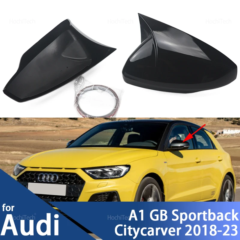 

Аксессуары, глянцевая черная крышка зеркала для Audi A1 GB 2018-2023 Sportback Citycarver, наклейка на боковое зеркало заднего вида автомобиля