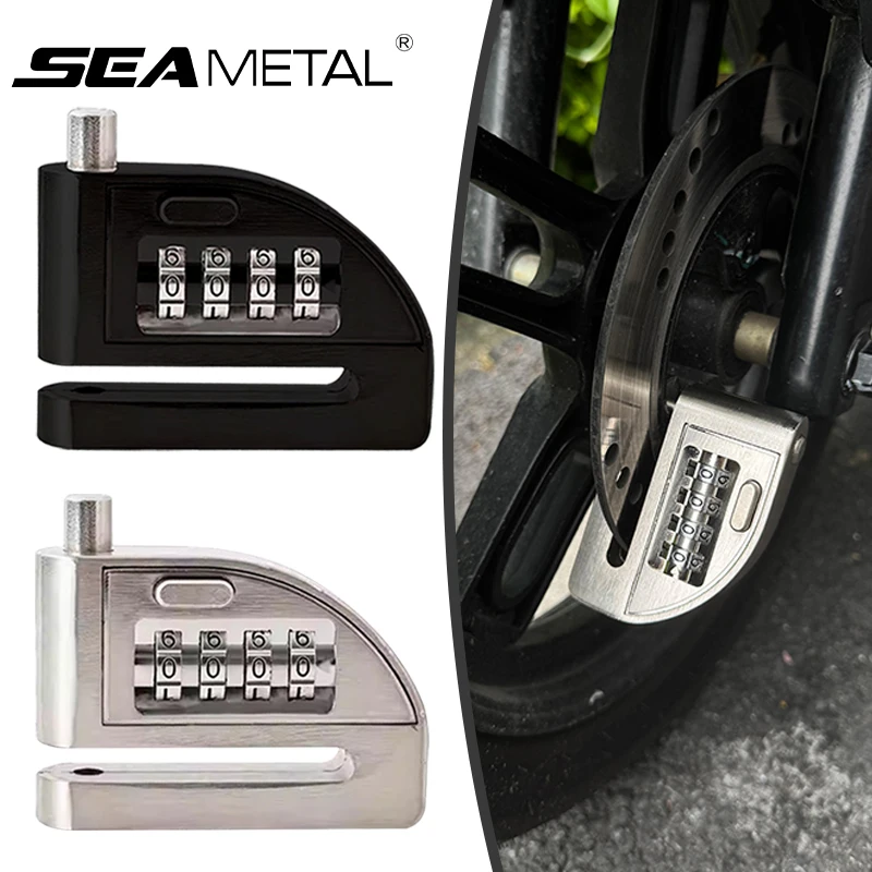 SEAMETAL Motorcycle Password Disc Brake Lock Anti-pry Disc Lock Waterproof Rust-proof Electric Bike Anti-theft Lock Accessories