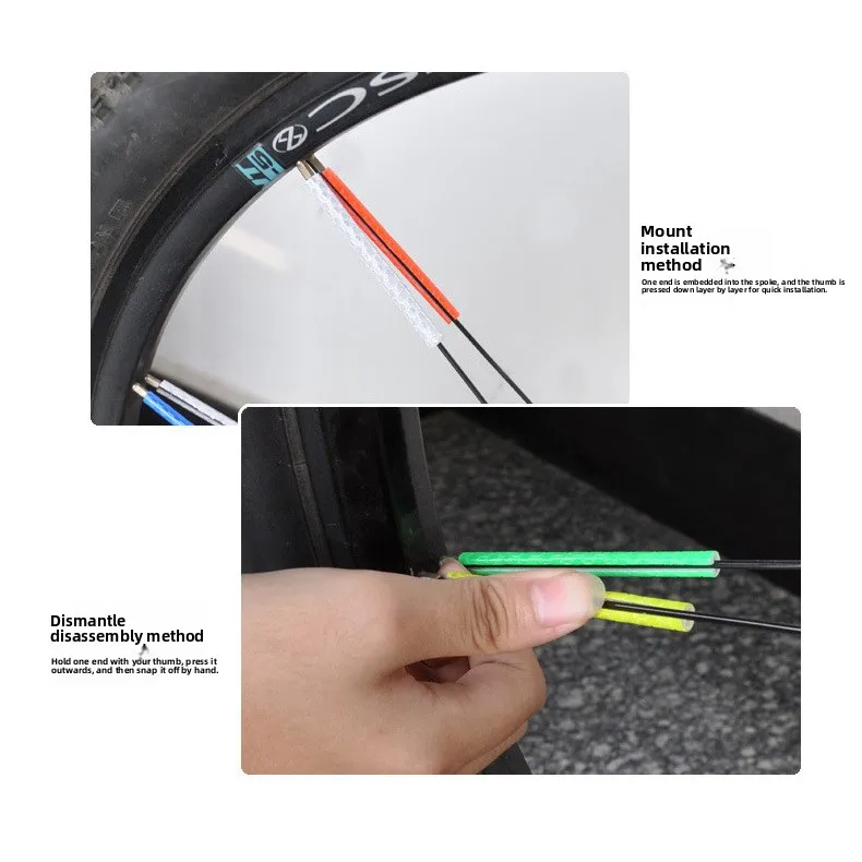 

Bicycle Colorful Reflective Spokes Steel Wire Card Bar Warning Reflective Strip Riding Accessories