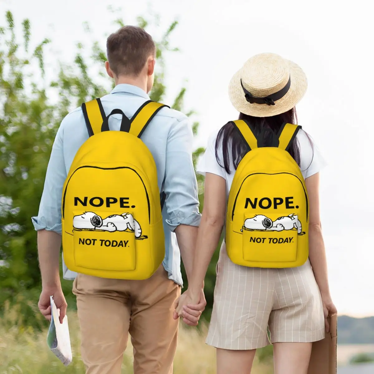 Custom S-Snoopys Nope Not Today Canvas Backpacks Men Women Fashion Bookbag for College School Bags