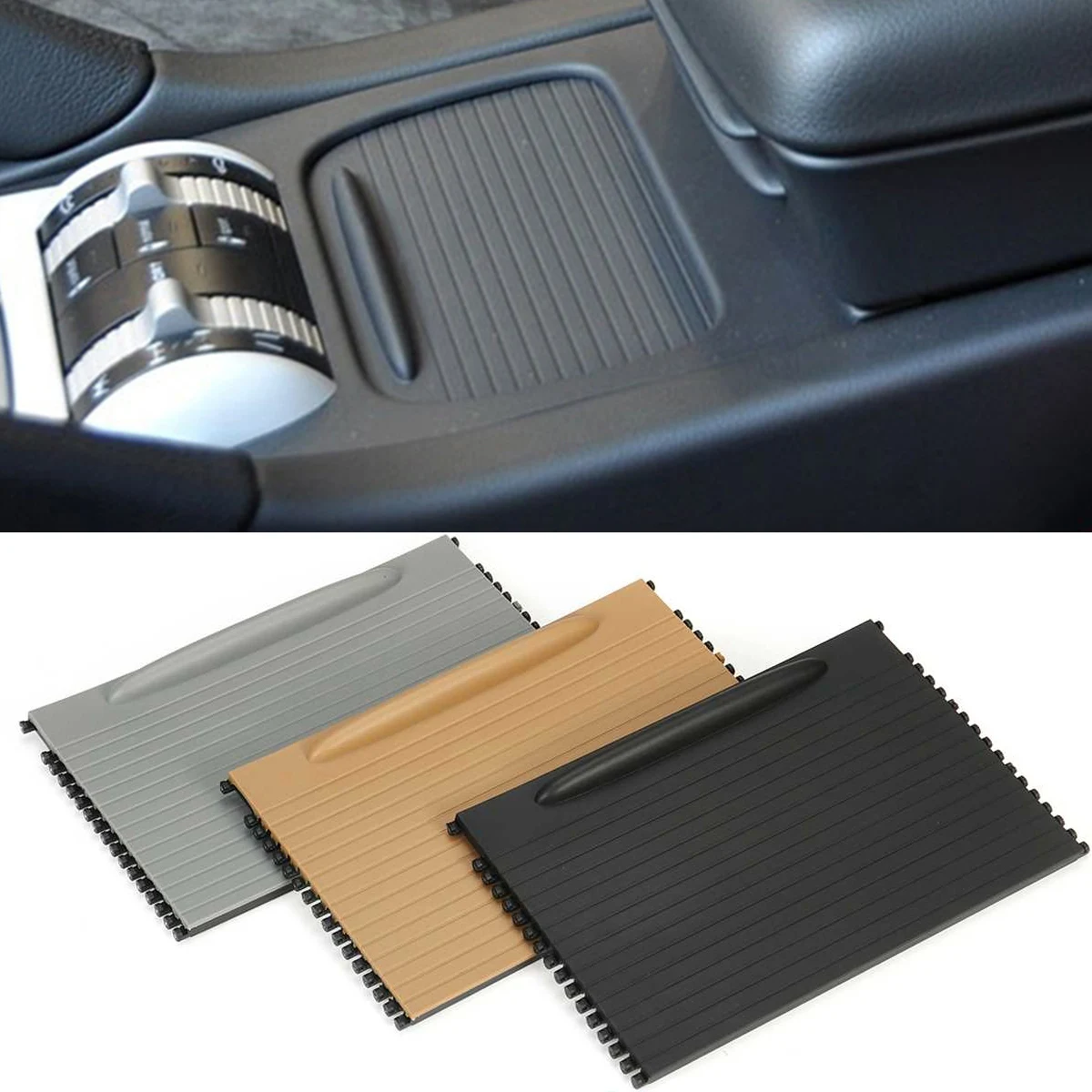 

3 Color Auto Front Console Cup Holder Roller Blind Cover Trim Blind For Porsche Cayenne 2003-2010 7L5862531 Car Styling