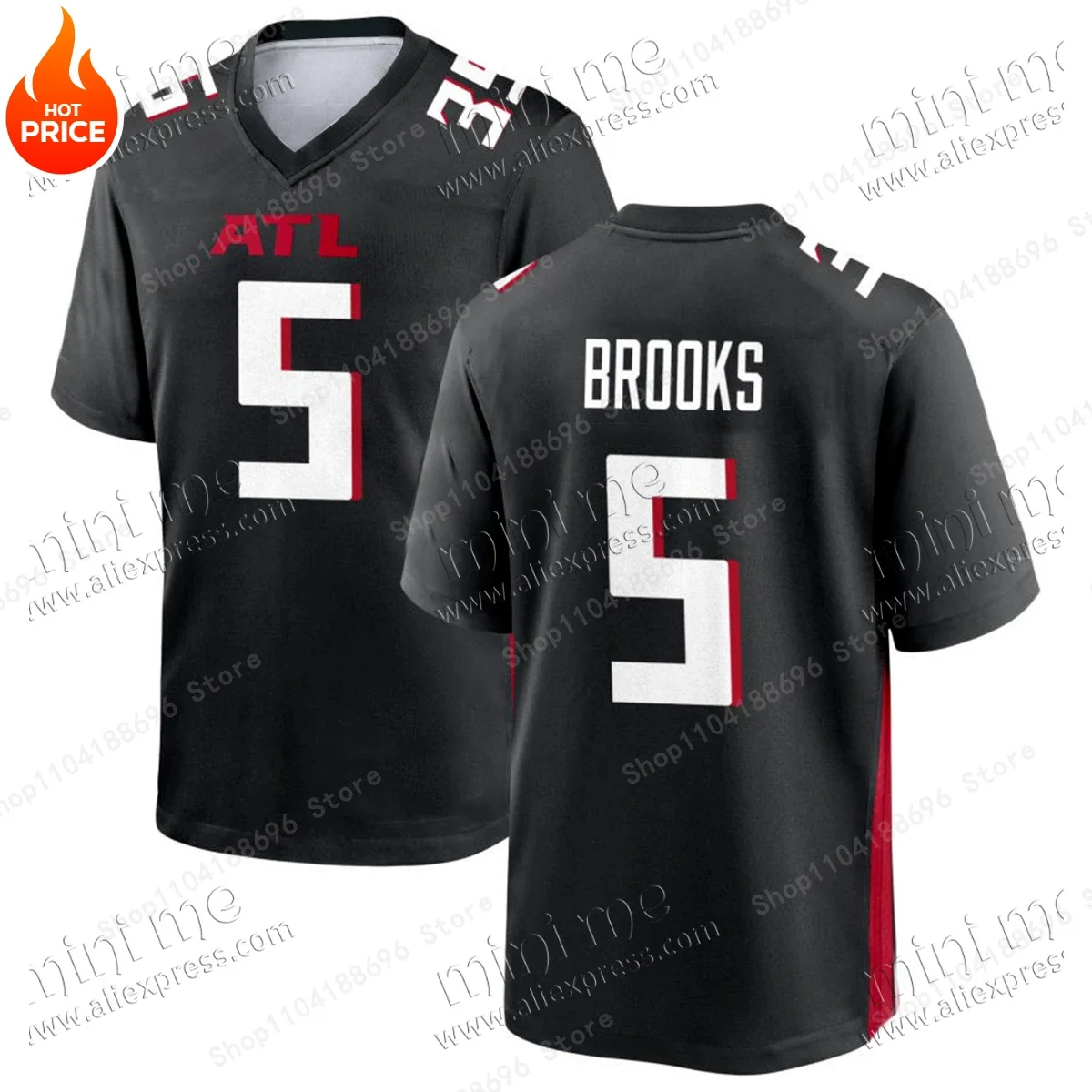 205 Summer Popular Team Football Jersey Atlanta Falcons Jersey Black T-shirt Fashion Loose Breathable Sweat-absorbing T-shirt