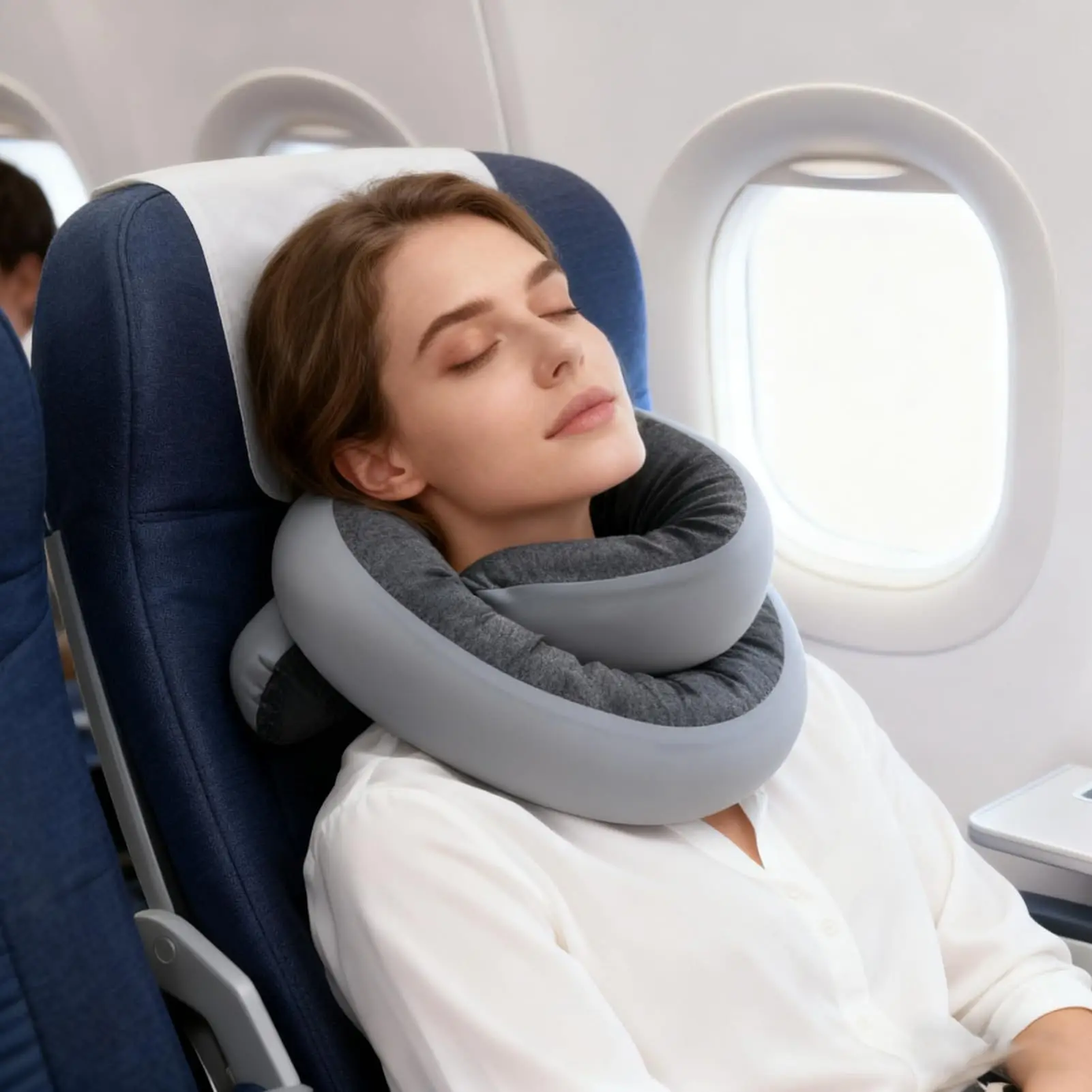 Twistable Spiral Travel Pillow, Flexible Bendable Neck Support Pillow, Adjustable Multi‑Shape Travel Neck Pillow for Car Airplan