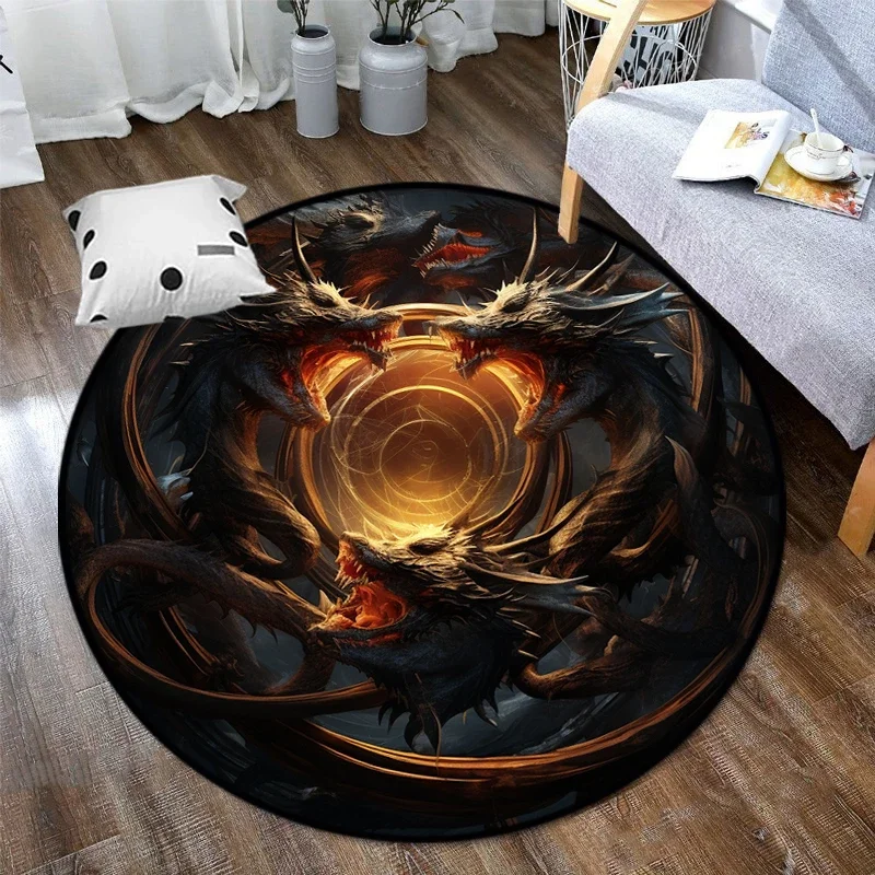 Chinese Dragon or Mythical  Circular carpet  Art Print Round carpets Yoga Mat Living Room Bedroom non-slip Rug