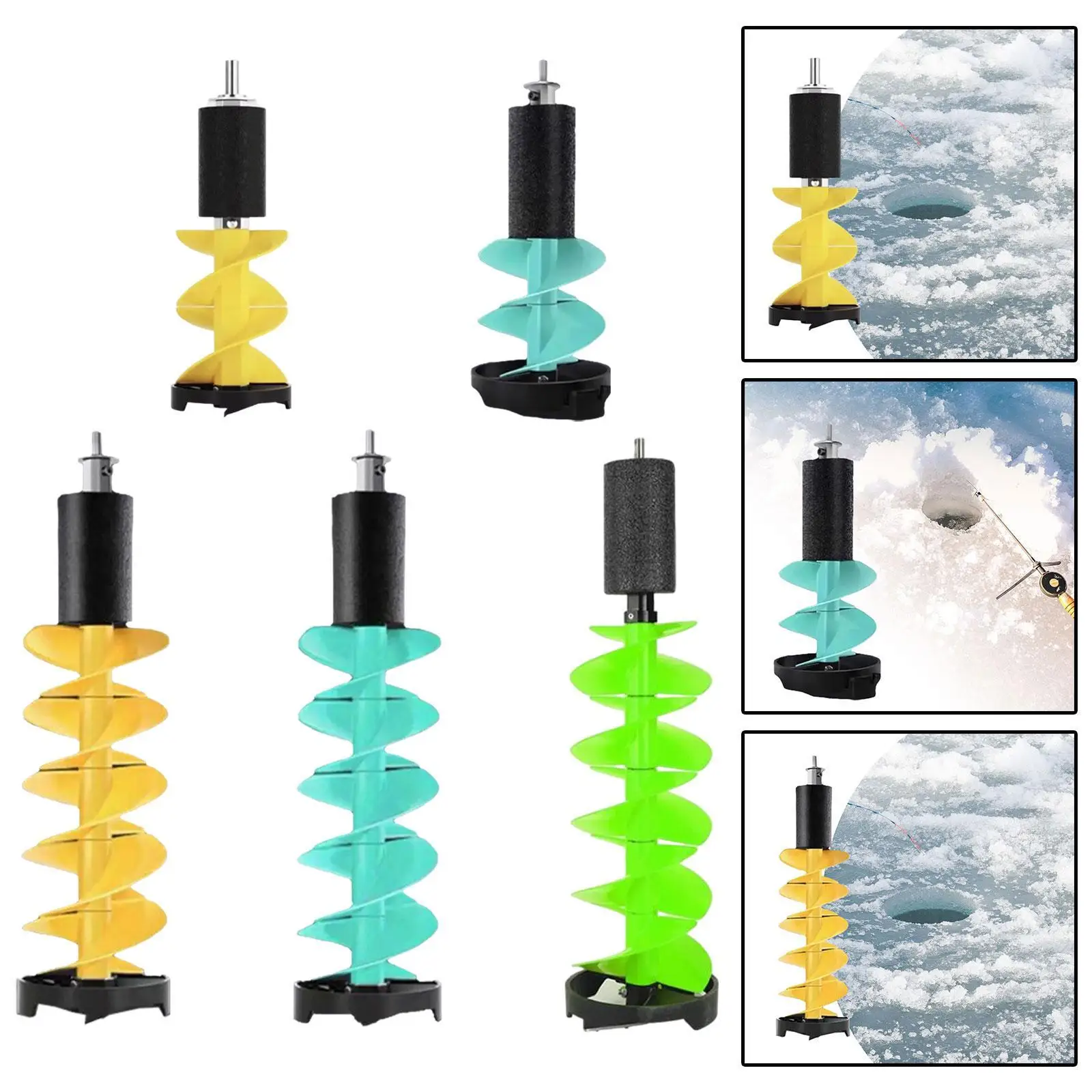 Ice Drill Auger Nylon Ice Fishing Burrowing Aluminum Alloy 8 Inches Ice Auger