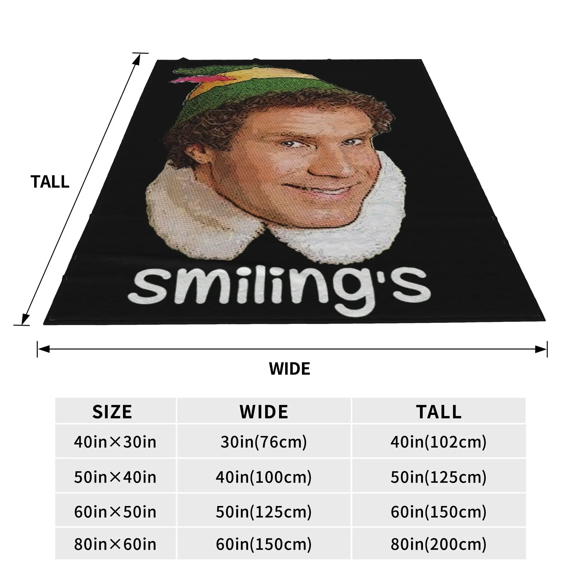Smiling's my favorite Buddy The Elf Movie Will Ferrell Blankets Soft Warm Flannel Throw Blanket Bedspread Picnic Travel Home